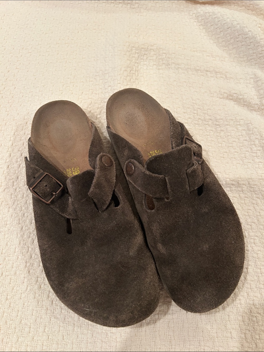 Vintage Authentic Birkenstock Dark Brown Suede Clog with Buckle
